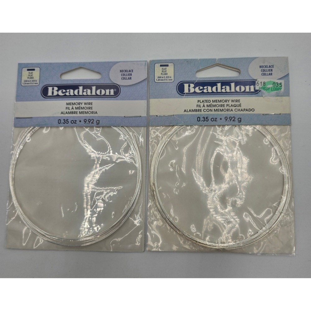 Beadalon Silver Plated Flat Memory Wire Necklace Collar 2 Packs NEW 0.35oz
